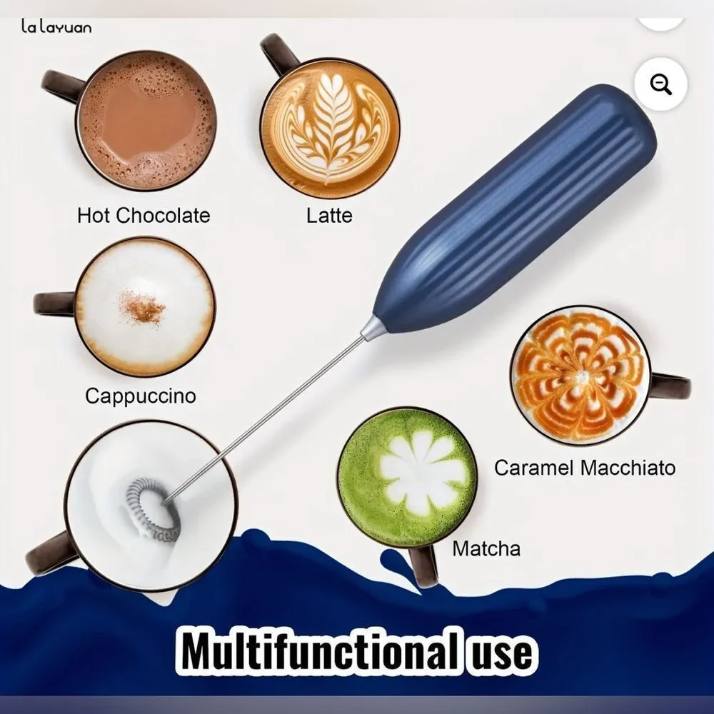 New Lalayuan Cordless Milk Frother Stainless Steel Portable Battery Powered Whis